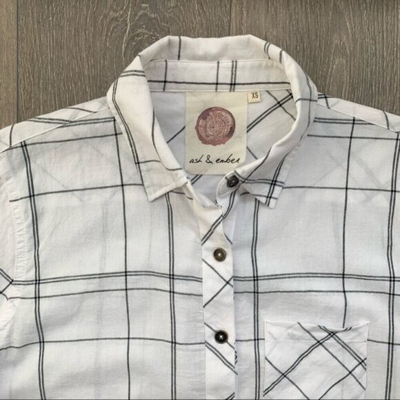 Anthropologie Ash and Ember Button Down Shirt Plaid Western Country Size XS - Picture 8 of 16